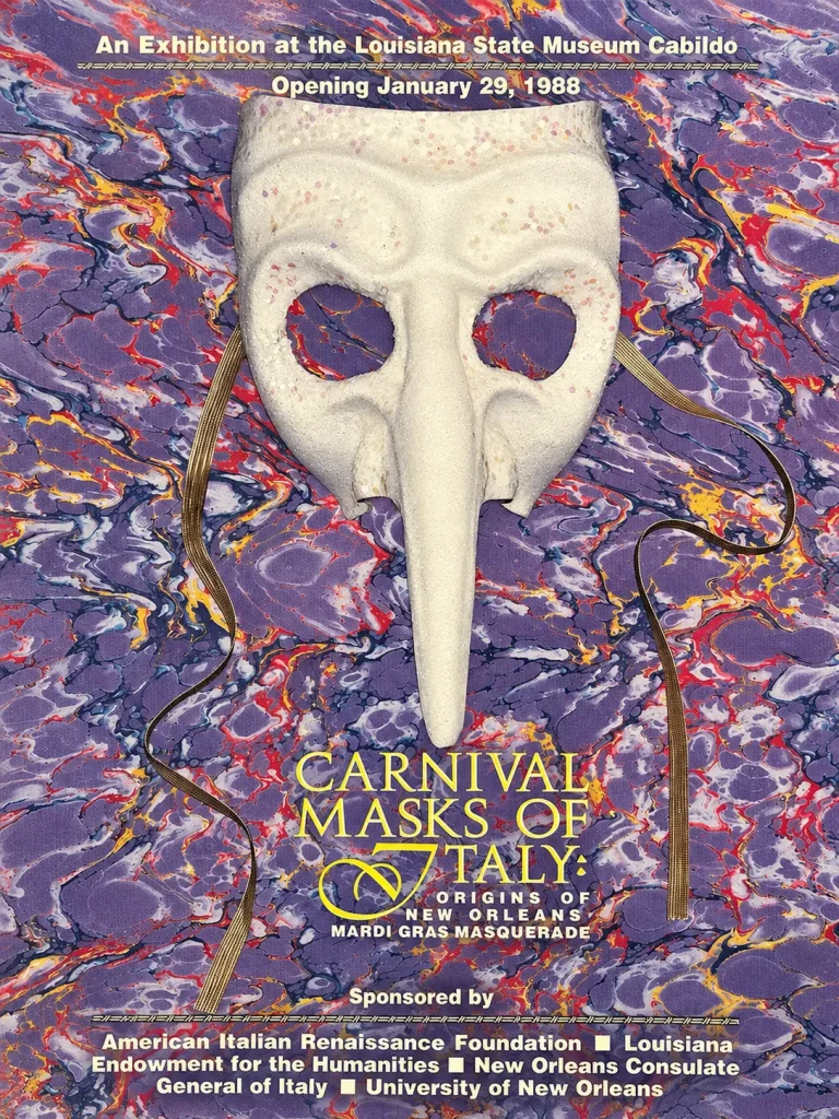 Poster of Carnival Masks of Italy, Louisiana State Museum Cabildo, New Orleans 1988