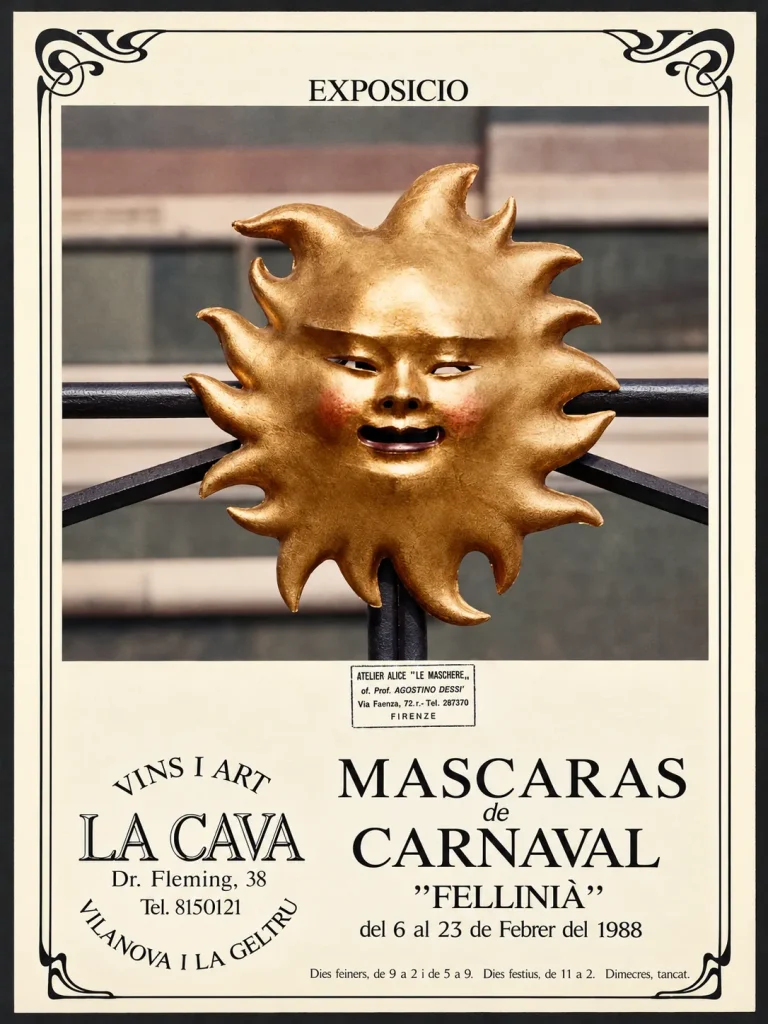 Poster of Mascaras de Carnaval Fellinià at Vins i Art La Cava, Vilanova i la Geltrú, February 1988