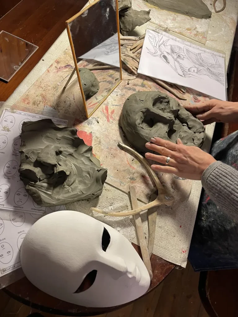 Papier-mâché mask making course at Alice Masks, Florence