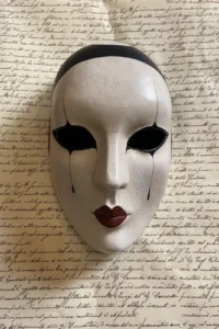 White pierrot face mask alice masks florence White Pierrot full face mask, handmade papier-mâché by Alice Masks, Florence